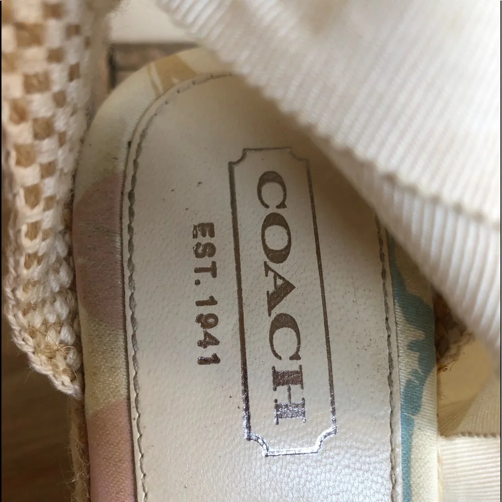 COACH🌷Espadrilles Cute Signature Ankle Tie Wedges - Picture 2 of 12